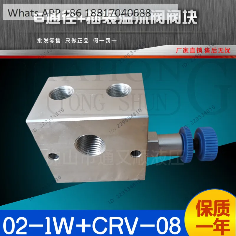 02-1W + CRV-082 Cartridge overflow valve + hydraulic oil circuit block