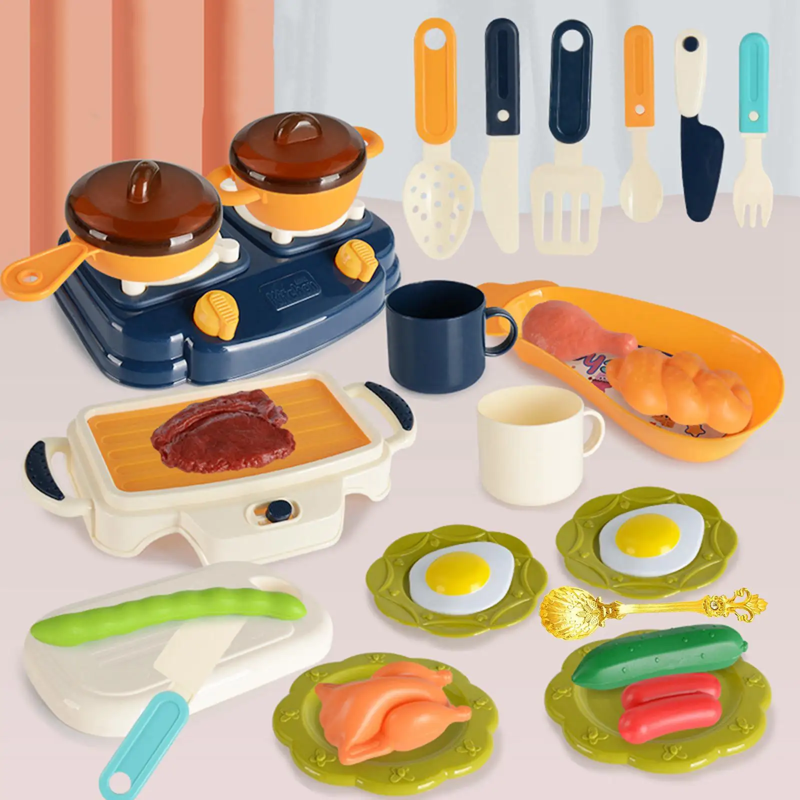

31Pcs Simulation Food Toy Pretend Play Set for Kids Utensils