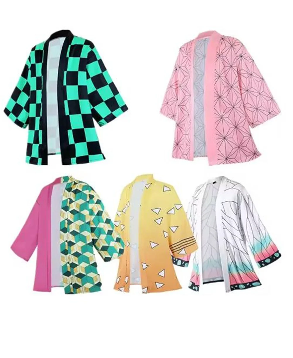 Anime Kamado Tanjirou Cosplay Cape Kochou Shinobu Rengoku Kyoujurou Tomioka Giyuu Haori Yukata Casual Kimono Cloak