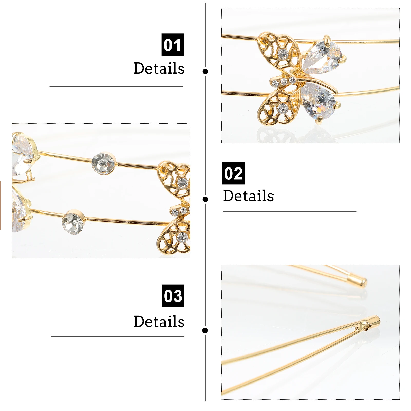 

Rhinestone Hairband Elegant Double Band Headband Party Wedding Butterflies Decor Bridal Hairband Women Headdress Hair