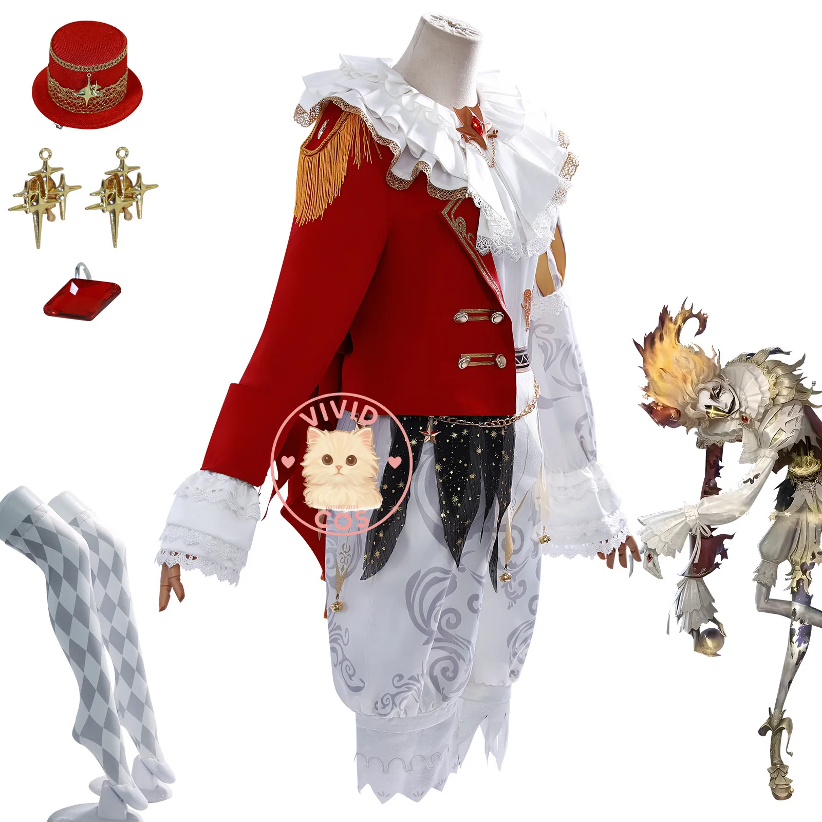 الهوية الخامس ملك النجوم الصاخبة لعبة التاجر البكاء مهرج آني ليستر تأثيري حلي كاملة الرجال الزي ثنائي الأبعاد