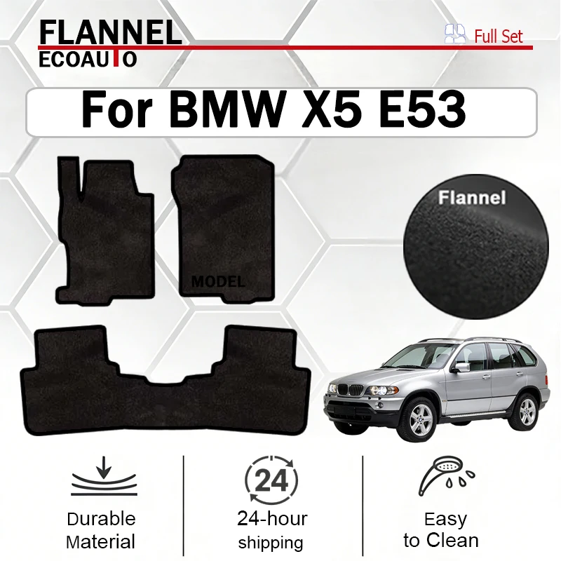 

ECOAUTO Velour rugs set for BMW X5 E53 xDrive 4WD (1999 2000 2001 2002 2003 2004 2005 2006) -Black