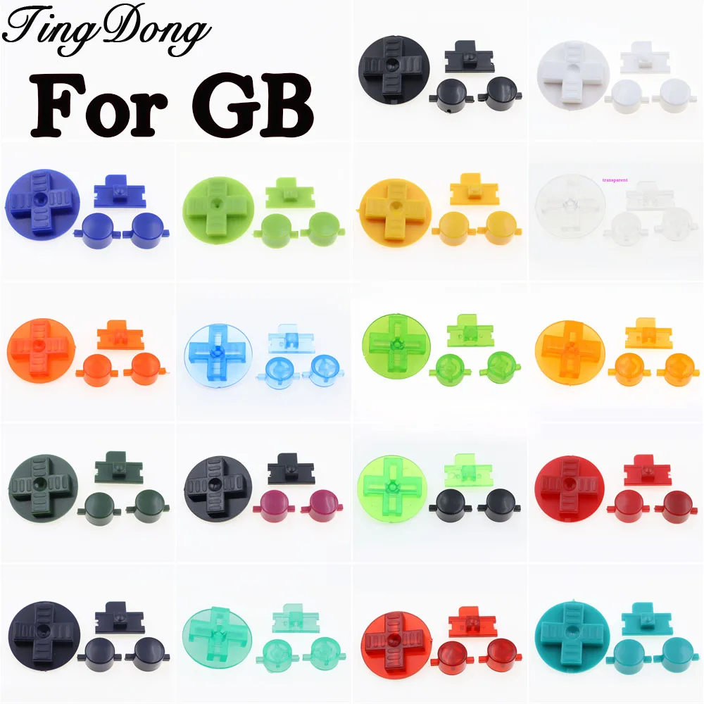 1 Set DIY Farb-Richtungstasten-Bedienungs-Tasten A B Kreuz-D-Pad Power-Taste Knopf-Set für GB Game Boy Spiel Ersatzteile