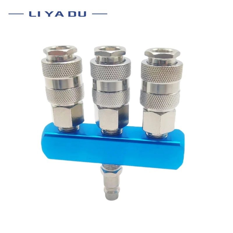 Compressor Pneumatic Fitting Pump Tool Coupler Manifold Multi Splitter EU/JP style Air Gas Distributor for 1/4 Quick Connector