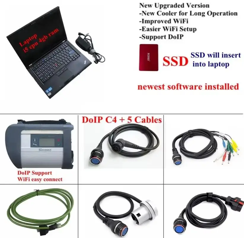 

Новейшее программное обеспечение 2025.12 Win10 для WiFi SD Connect DOIP MB Star C4, диагностические инструменты, можно выбрать ноутбук T410 (cpu i5, 4 ГБ оперативной памяти)