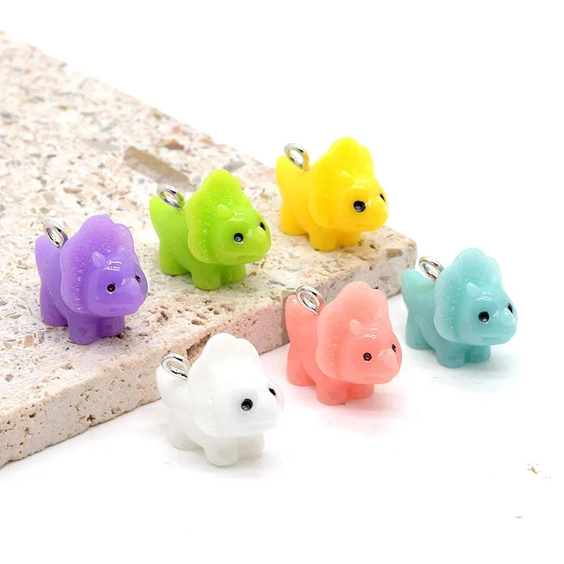 10Pcs Colorful Little Dinosaur Charms Cartoon Resin Pendant For Making Bracelet Necklace Earrings Handmade Accessories Supplies