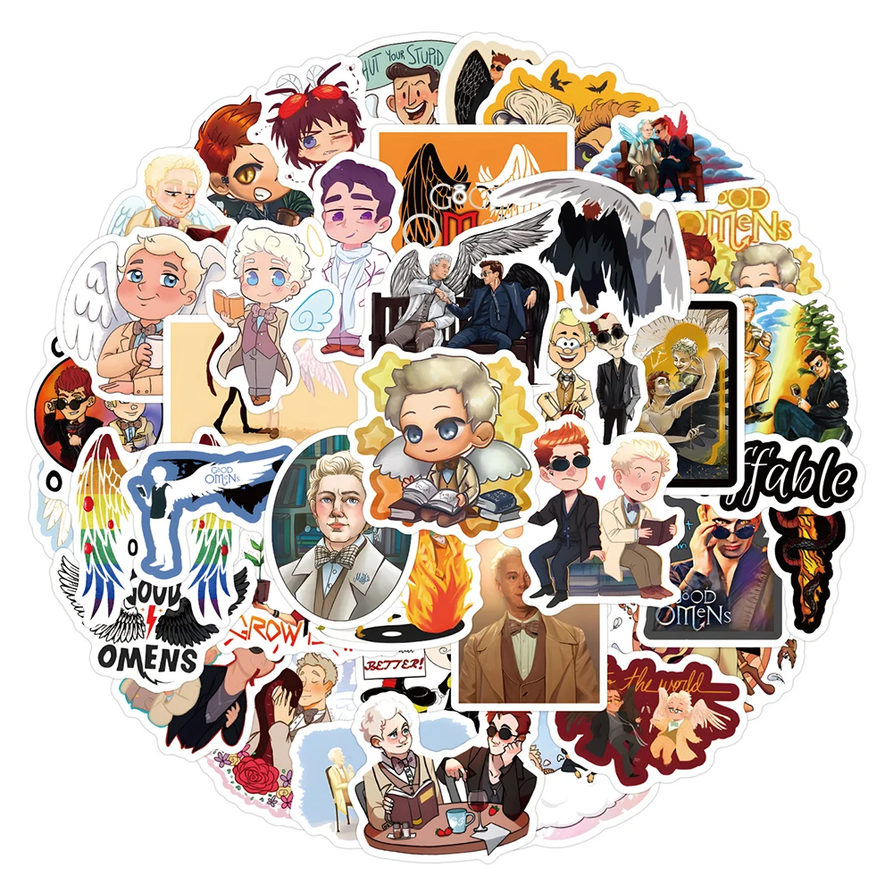 10/30/50/100pcs Funny Movie Good Omens Stickers Angels Demons Sticker Aesthetics Laptop Scrapbooking Skateboard Decal Decoration