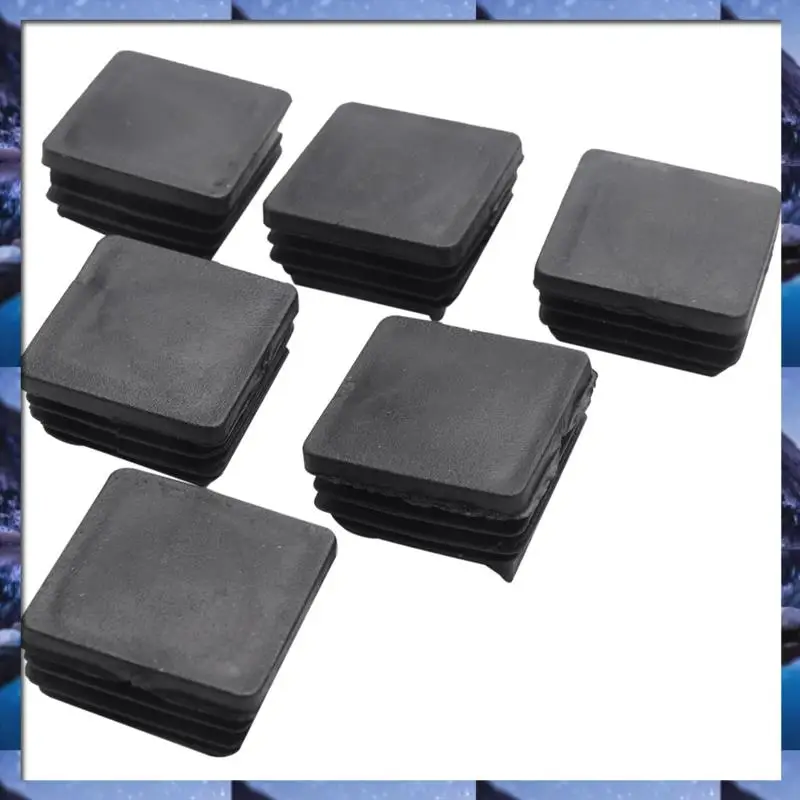 ABSU 20 stuks vierkante stoel tafelpoot voet rubberen hoezen beschermers 25 mm x 25 mm en 20 stuks plastic vierkante blinde eindkappen buisinser