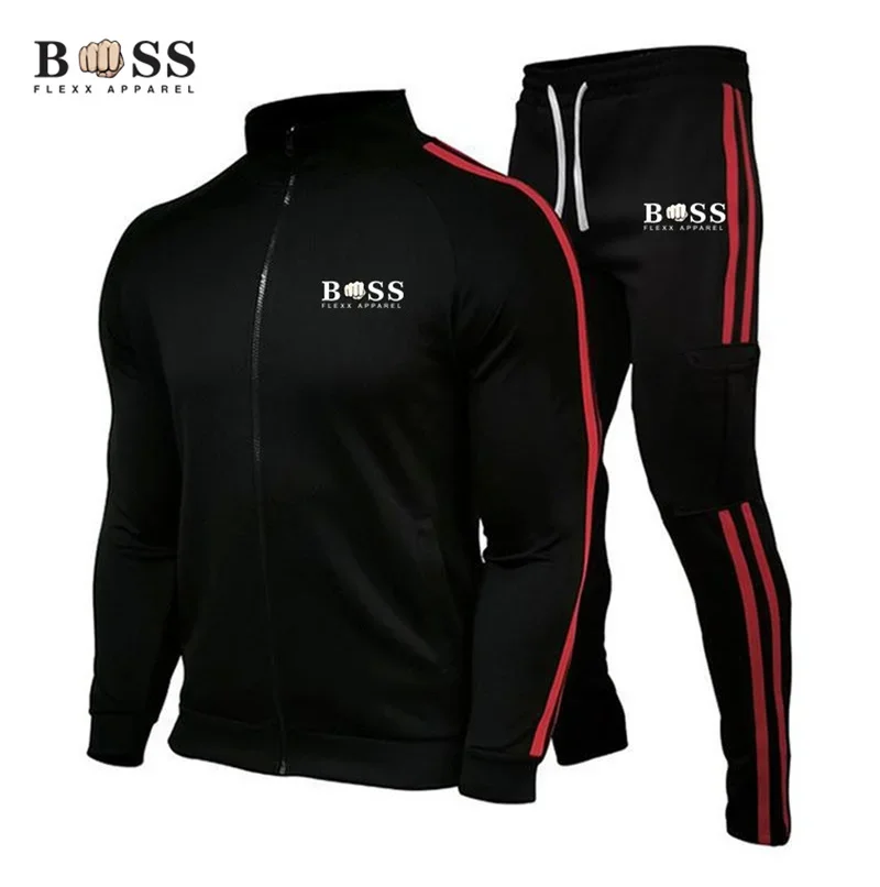 New High Quality Spring and Autumn Men\'s Zipper Sportswear Set Fashion Men\'s Sportswear Set Long sleeved Pants Sportswear Set