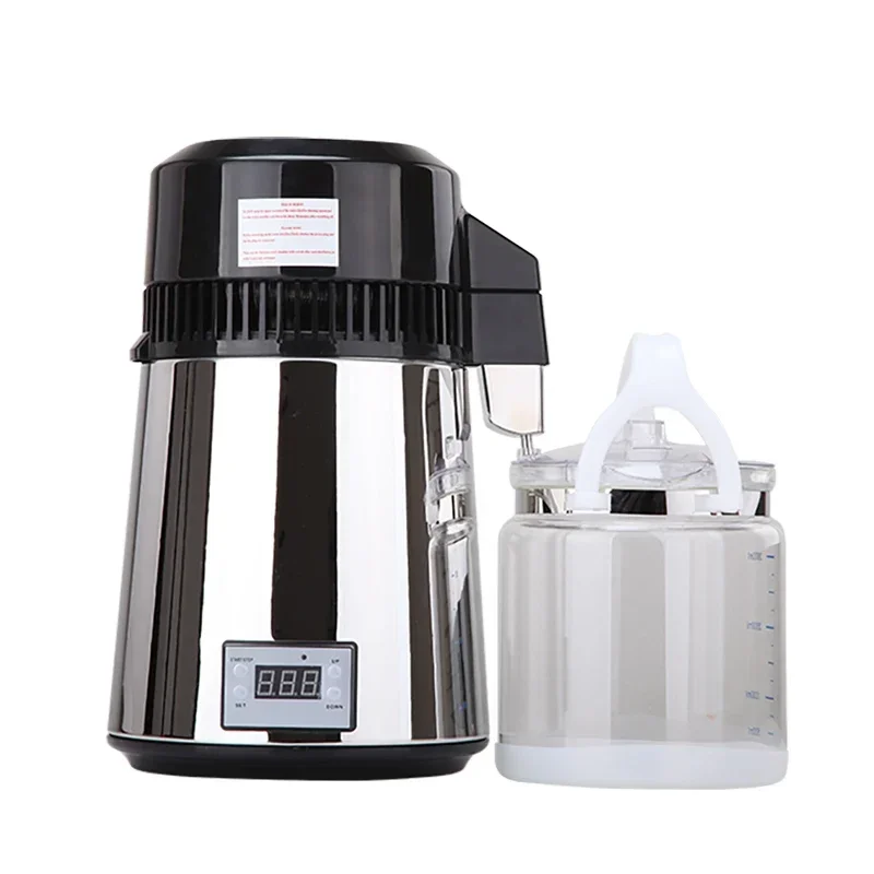 800W Digital Control Distilling Machine 1.1Gal/4L Glass Container Stainless Steel Distilled Water Filter Purifiers