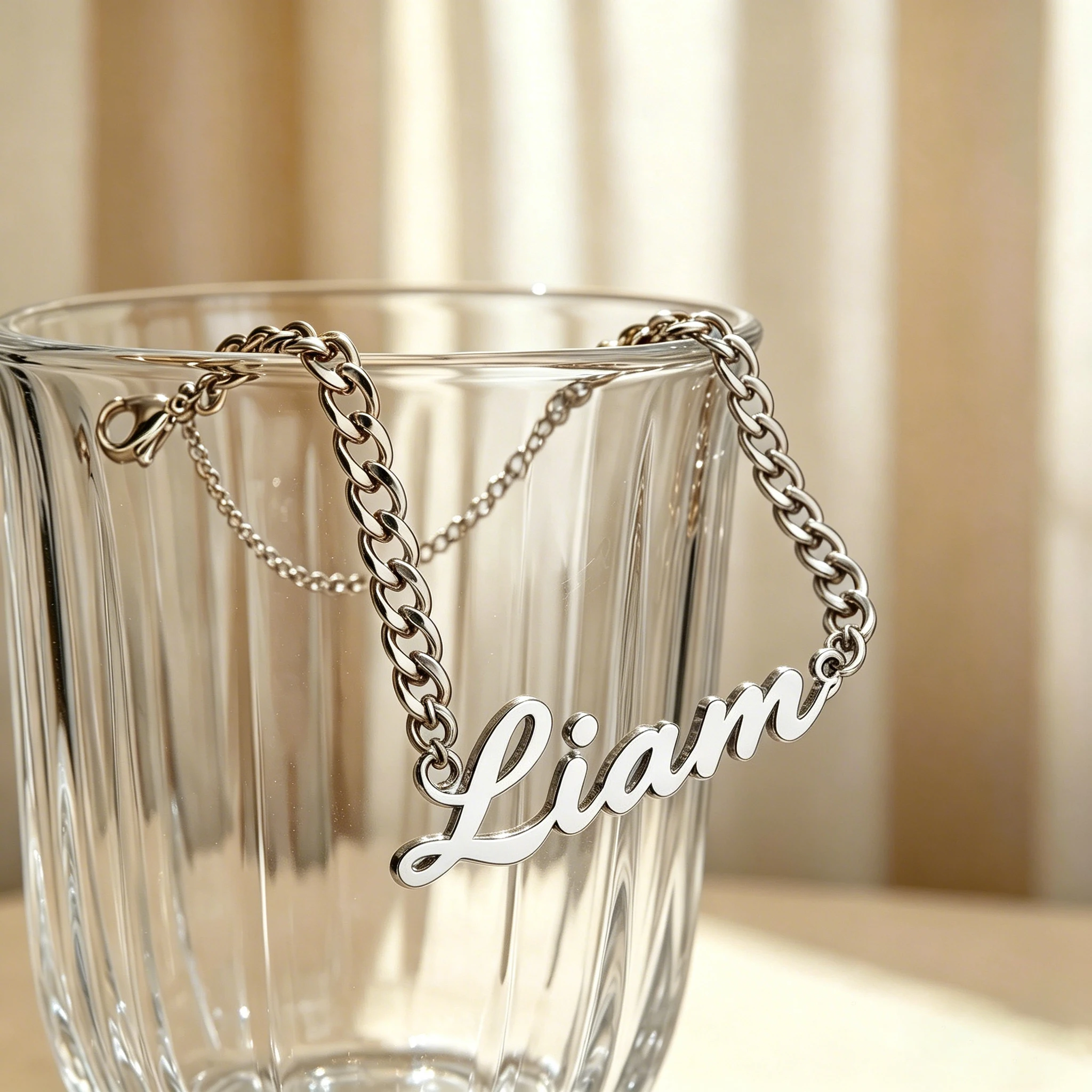 

Custom Mens Name Bracelet Stainless Steel Engraved Personalized Initial Charm Link Bracelet for Him Gift Anniversary Birthday
