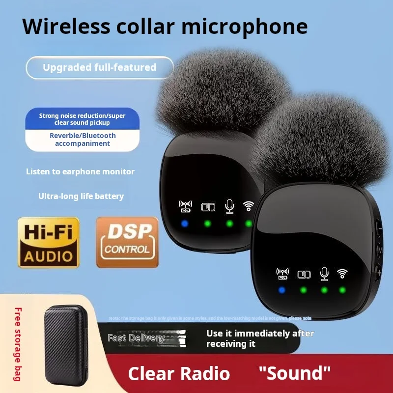 

One tow two wireless collars microphone outdoor indoor live recording k song radio noise reduction collars microphone