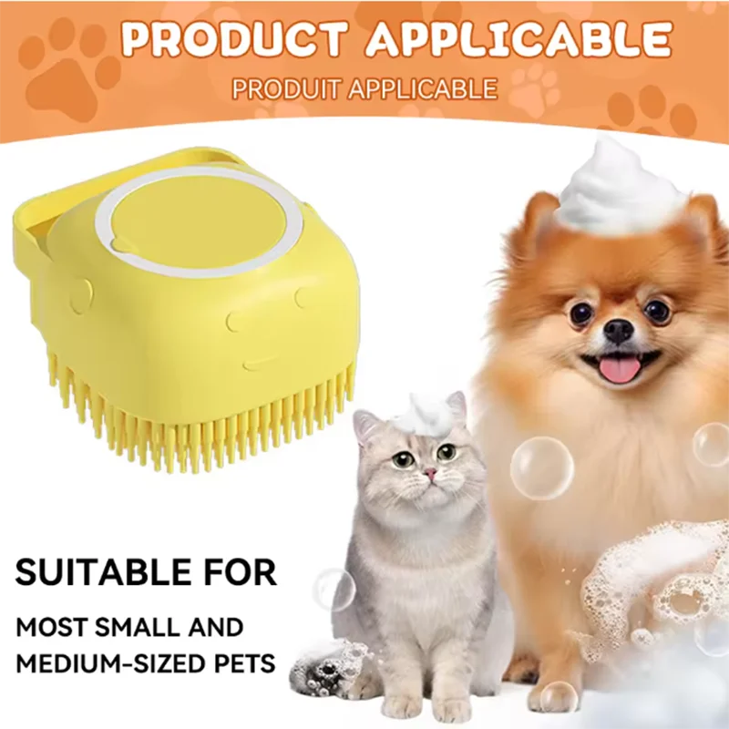 1pc New Soft Silicone Pet Bath Brush for Dogs Cats, Gentle Massage Grooming Tool Safety Bathroom Washing Accessories