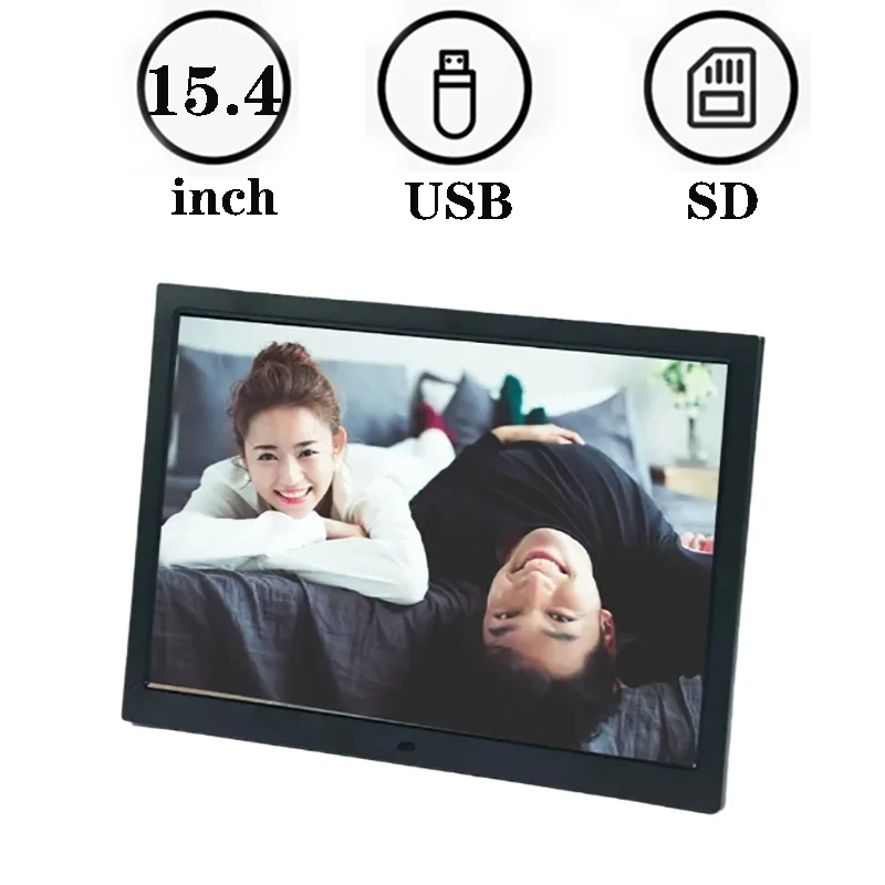 15.4-inch Digital photo frame 1280 * 800 USB/SD Video, Music, Picture, Black and white Digital photo frame Gift