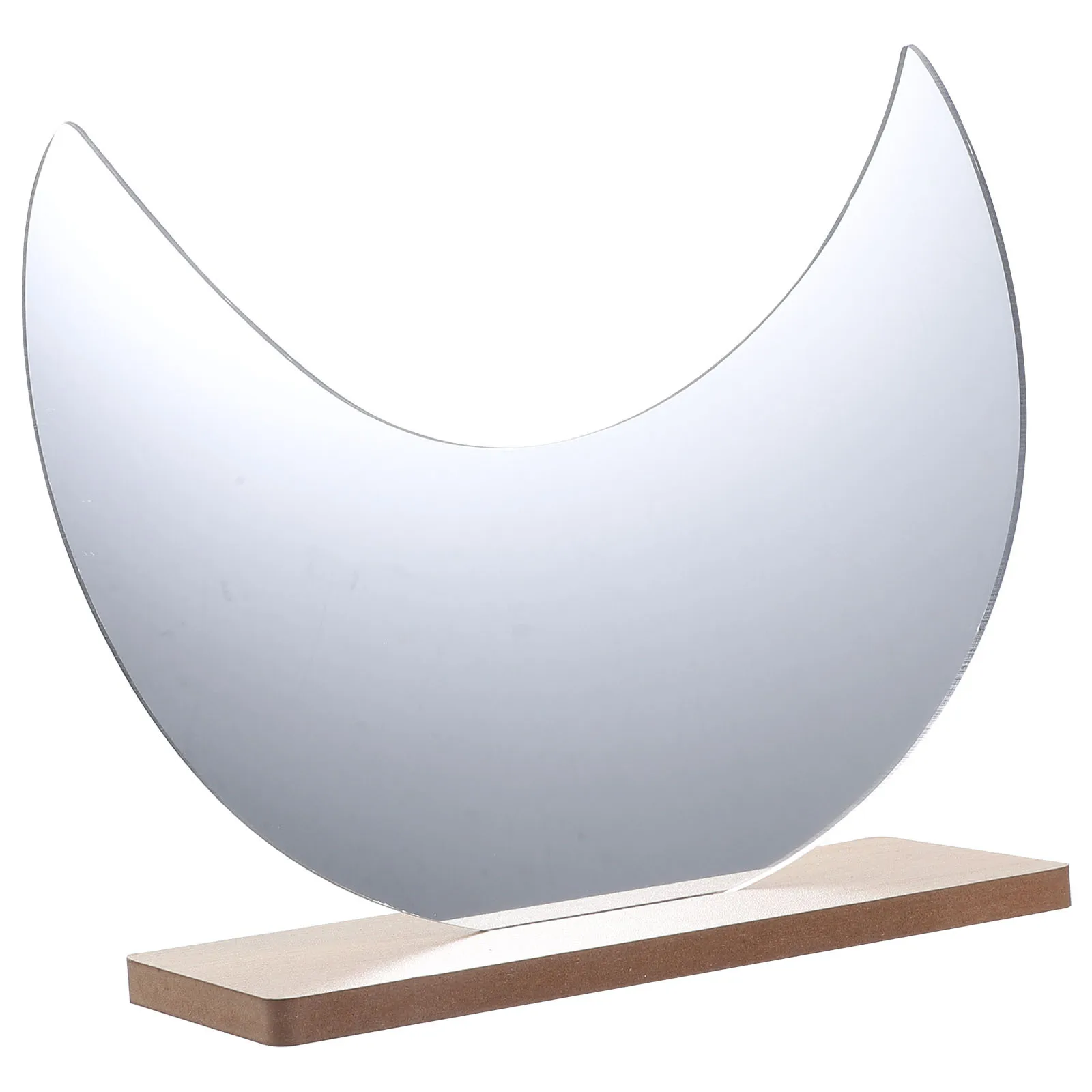 

Moon Shape Irregular Desktop Makeup Mirror Wooden Stand Tabletop Acrylic Vanity Mirror for Bedroom Dorm Aesthetic Desk Decor