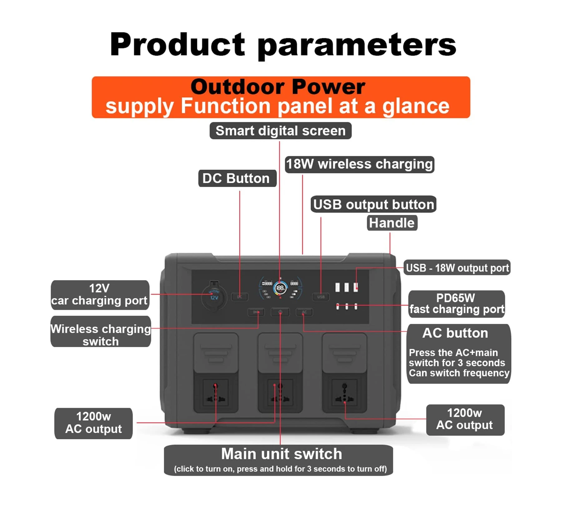 2000w  portable power bank power station high capacity