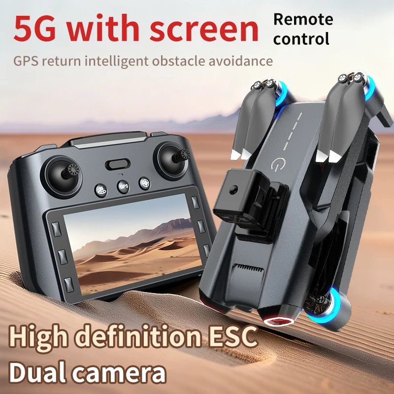 814 Drone 4K HD Camera, with 4.5 inch Screen Remote, GPS Return 20 Mins Flight Brushless Motor Quadcopter for Adults Beginners