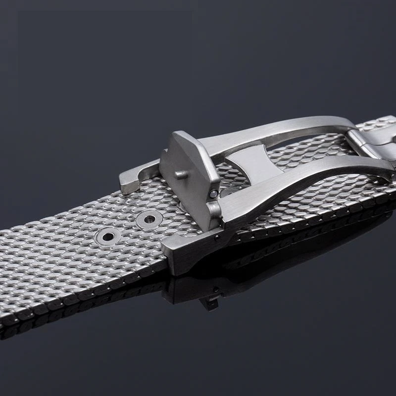 لأوميغا ساماستر 007 لا وقت للموت طبعة محدودة 20 مللي متر الفرقة دي فيل ميلانو شبكة سوار الفولاذ المقاوم للصدأ حزام ساعة اليد