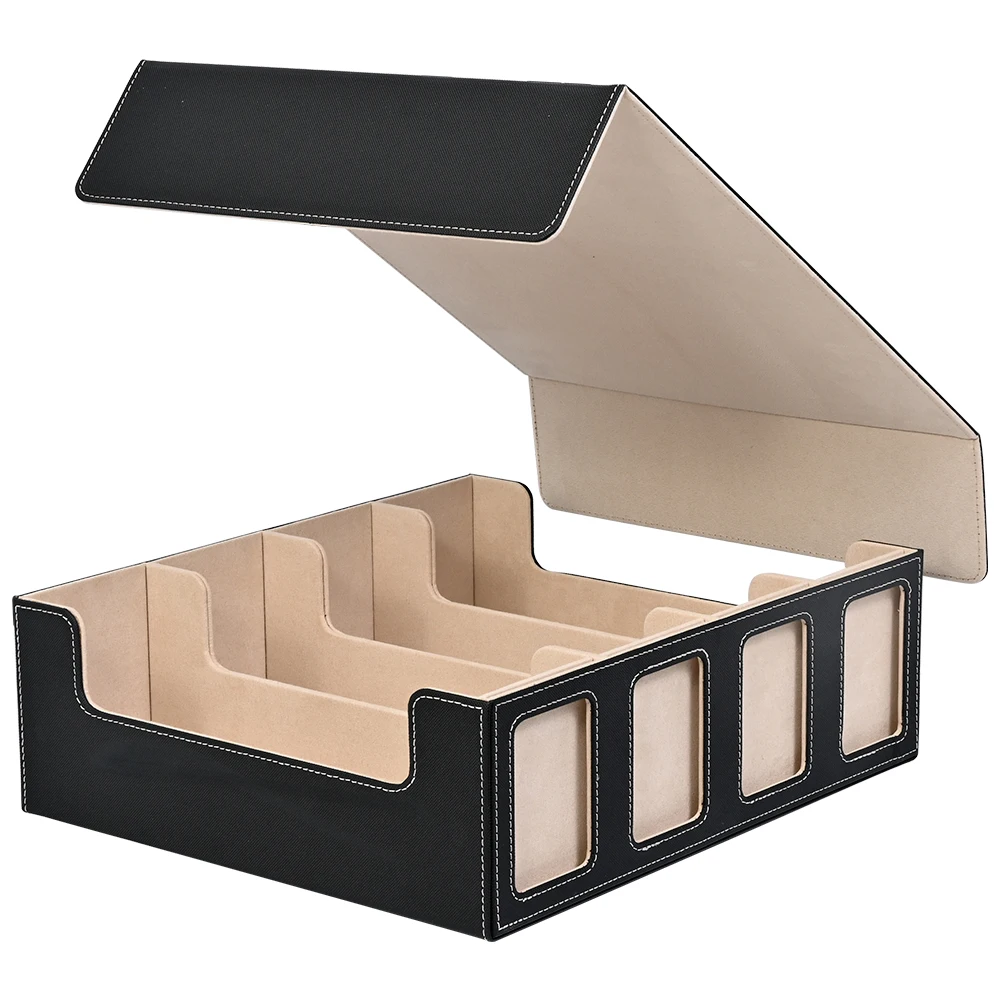 صندوق تخزين بطاقات التداول مع نافذة عرض، 2400+ صندوق سطح السفينة لـ TCG مع غطاء قابل للإزالة، يناسب البطاقات الرياضية Magic CCG PTCG