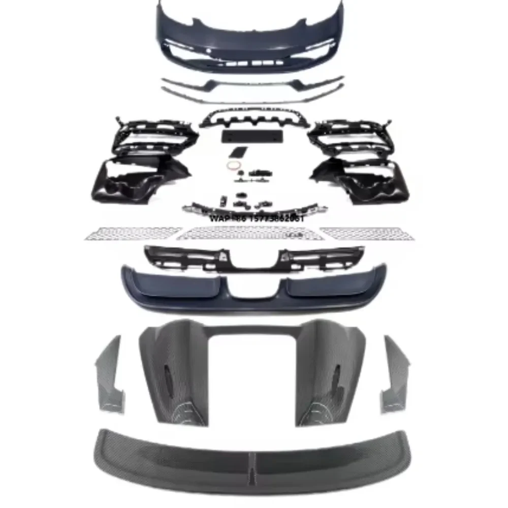 

for 718 982 2017-Upgraded Spyder Body Kit Set Carbon Fiber Peak Rear Wing/Front Bumper Assembly/Rear Lip 1 Year Warranty