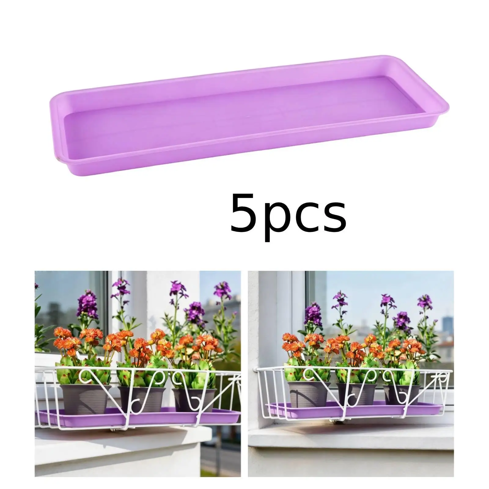 Plant Drain Saucers Rectangular Sturdy Tray Multipurpose Shelf for Flower Pot with Saucer Indoor Outdoor Decor