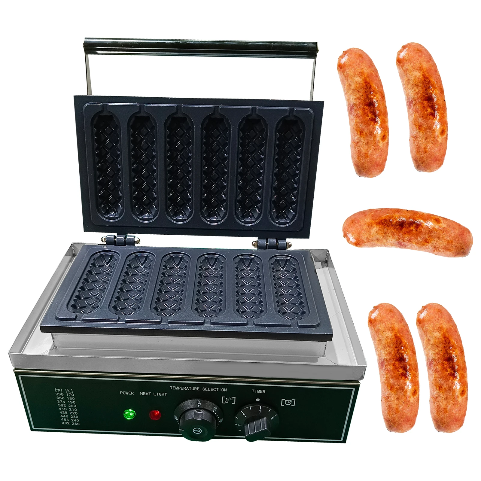 

Hot Dog Roller Machine Waffle Dog Maker 1550W Kitchen Appliances Stainless Steel Electric Food Baker Make 6 Corn Dogs
