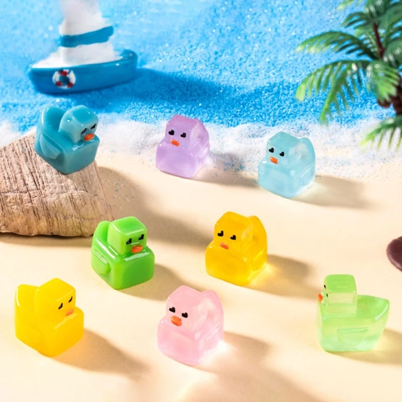 

100PCS Night Glowing Duck Figurines Cartoon Animal Models For Office Home Desk