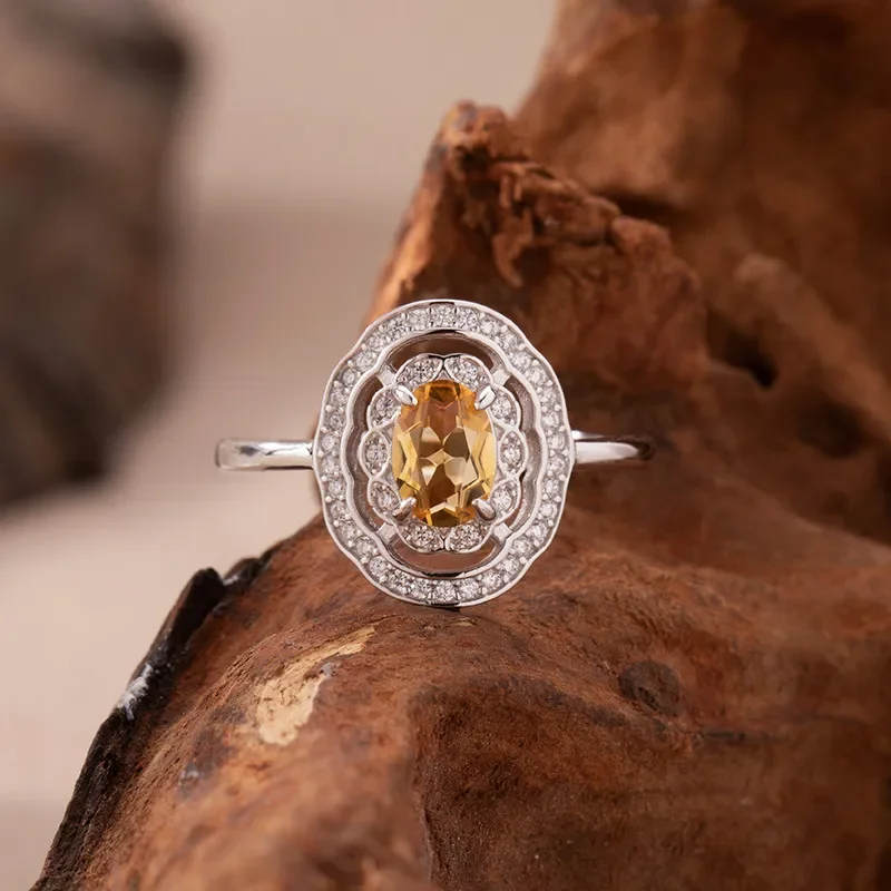 S925 silver colored treasure ring set with topaz sapphire olivine diopside garnet live stream wholesale