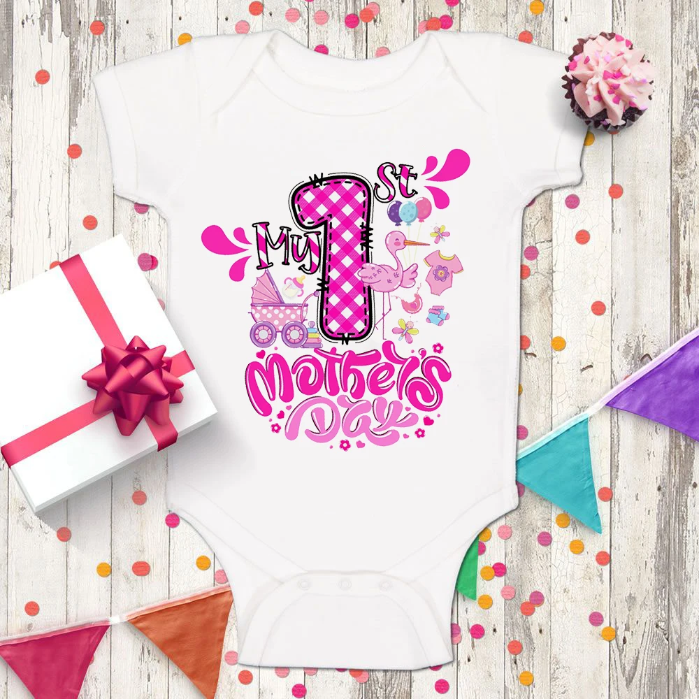 

My First Mother's Day Print Baby Romper Mothers Day Infant Outfit Newborn Short Sleeve Bodysuit Holiday Toddler Jumpsuit Clothes