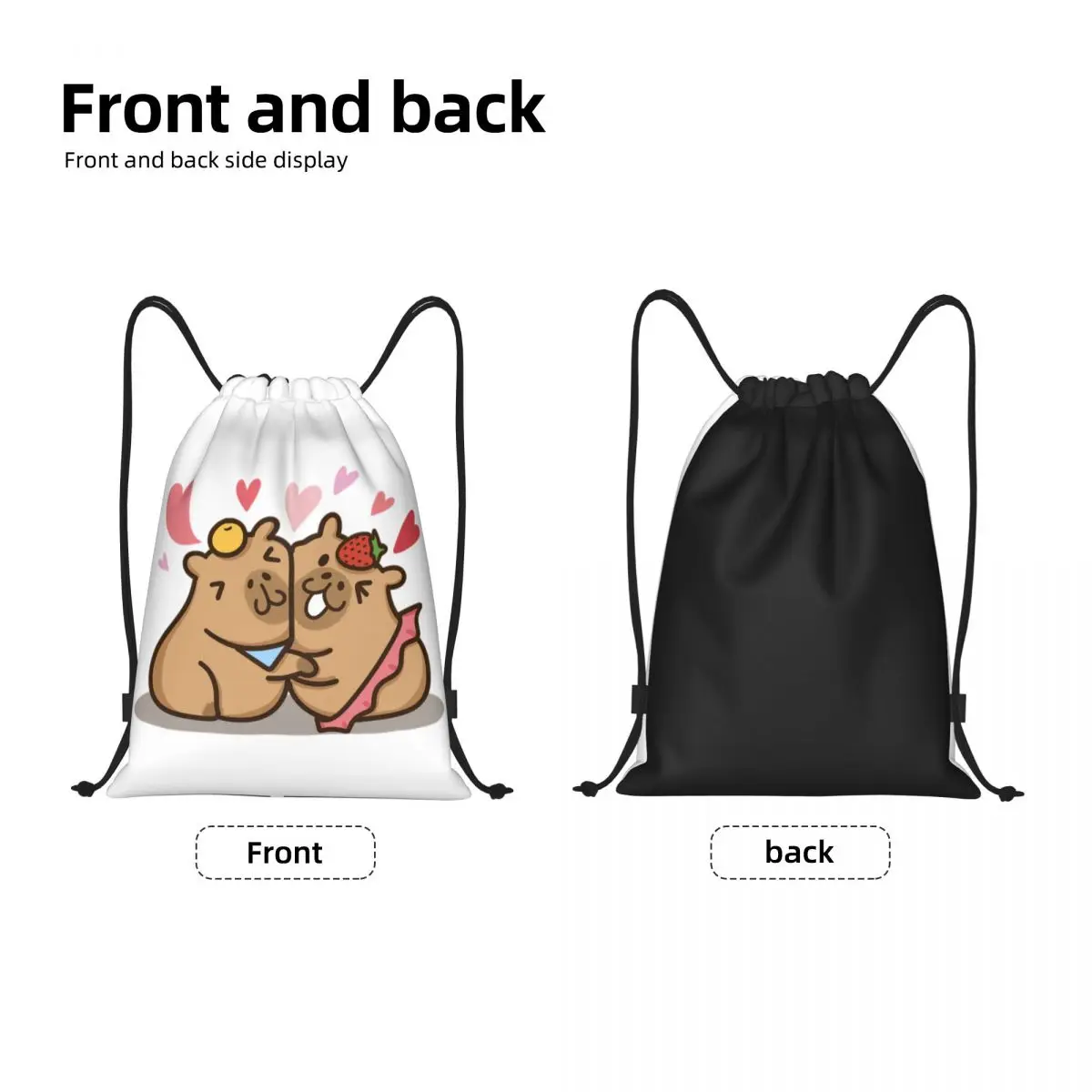 Cartoon Animal Pets Capybara Drawstring Backpack Sports Gym Bag for Men Women Shopping Sackpack