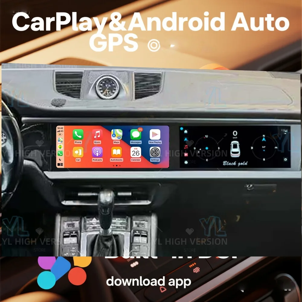 UFYA Android Auto For Porsche Macan 2018-2024 12.3 Inch Dual Screen Stereo Car Radio GPS Navigation Carplay Multimedia Player BT