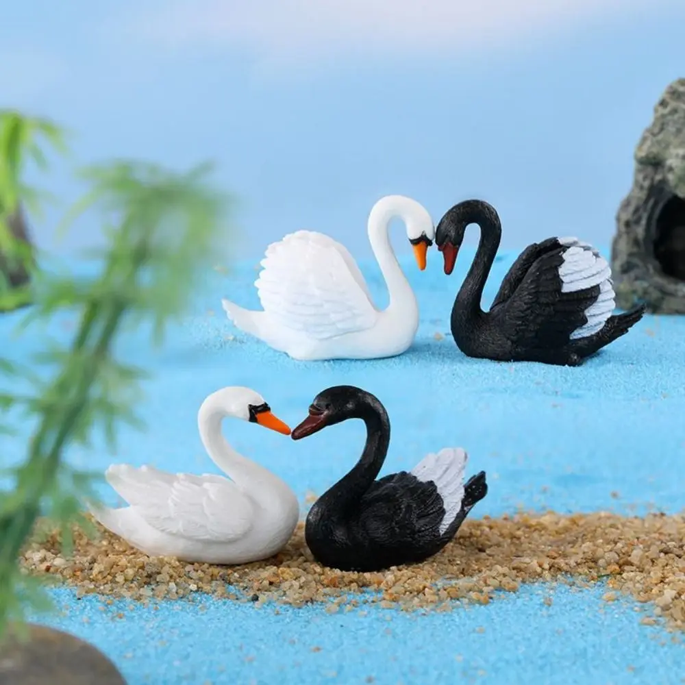 Mini Swan Animal Figurines Plastic Mini Bonsai Flower Pot Ornament DIY Home Fairy Garden Car Desktop Decor Terrarium Cake Decor