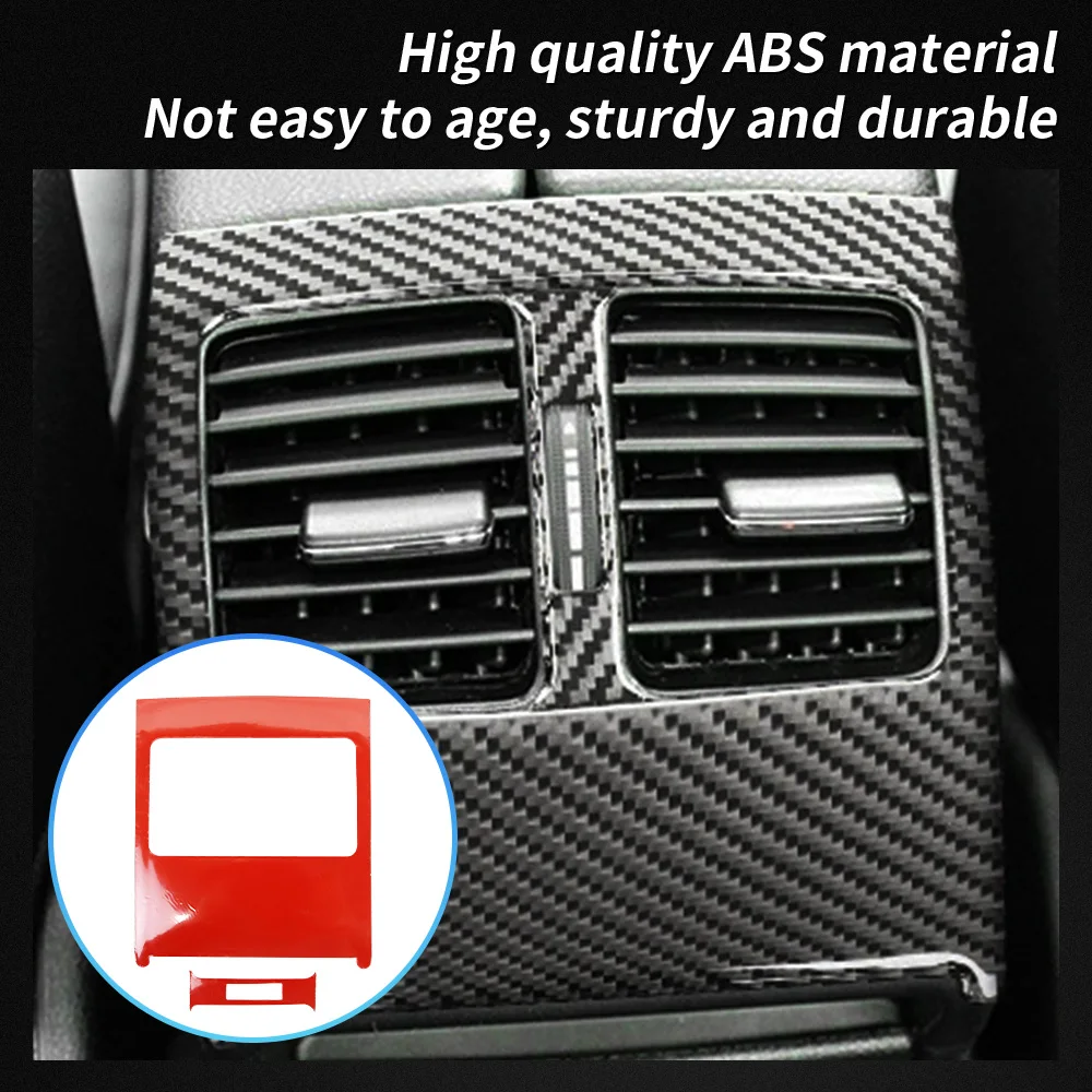 Car Carbon Fiber texture Rear Air Condition Air Outlet Vent Frame Cover Sticker Trim For Mercedes Benz W204 C Class 2007 - 2013