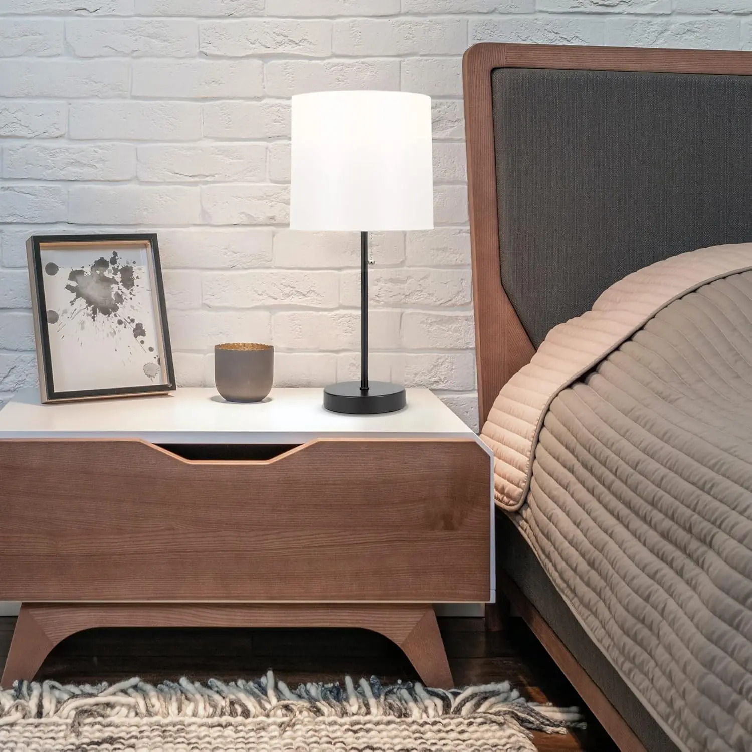 مصباح طاولة حديث، مصباح مكتب LED للمكتب أو النوم أو غرفة النوم، ضوء القراءة، 19 بوصة، أسود كلاسيكي