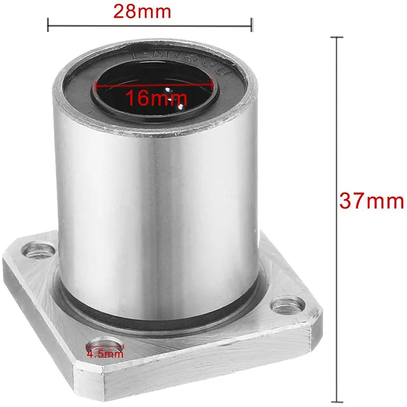 Flange Linear Motion Bushing Ball Bearing 16Mmx28mmx37mm (LMK16UU 2 Pcs)