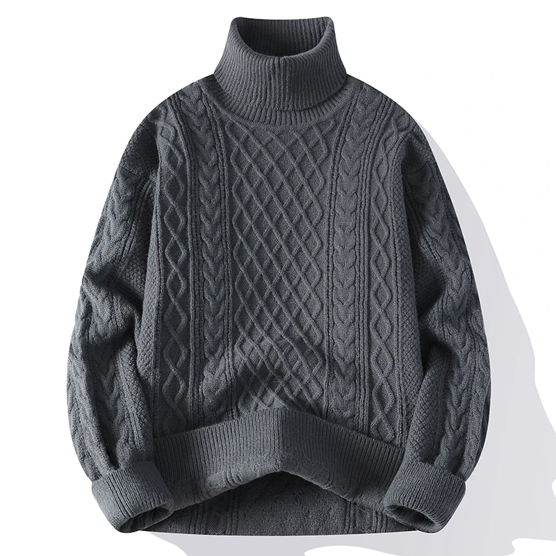

Men Casual Pullovers Autumn Winter Warm Knitwear Man High Quality Mens Turtleneck Sweaters Pullover Solid Color Knitted Sweater