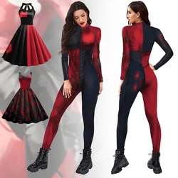 Costume di Halloween per donna Cosplay Film Ruolo Stampa Tuta Costumi natalizi femminili Abiti da festa Bobysuit Anime Mujer