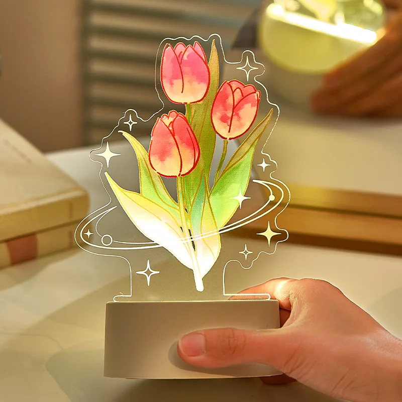 Eternal Flower Night Light 3D Lamp with Remote Control Room Decor Valentine's Day Anniversary Birthday Present Gifts