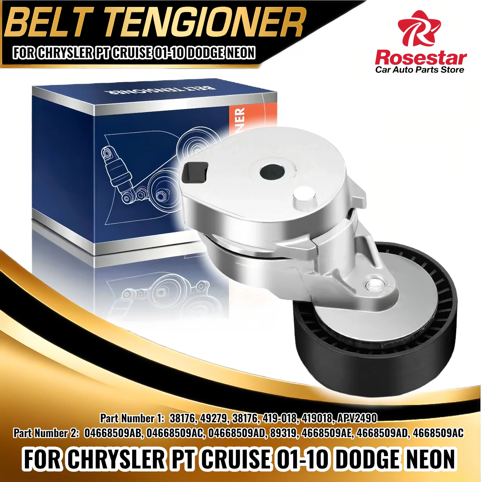 

Belt Tensioner Assembly with Pulley for Chrysler PT Cruise 2001-2010 Dodge Neon 04668509AB 04668509AC 04668509AD 89319 4668509AE