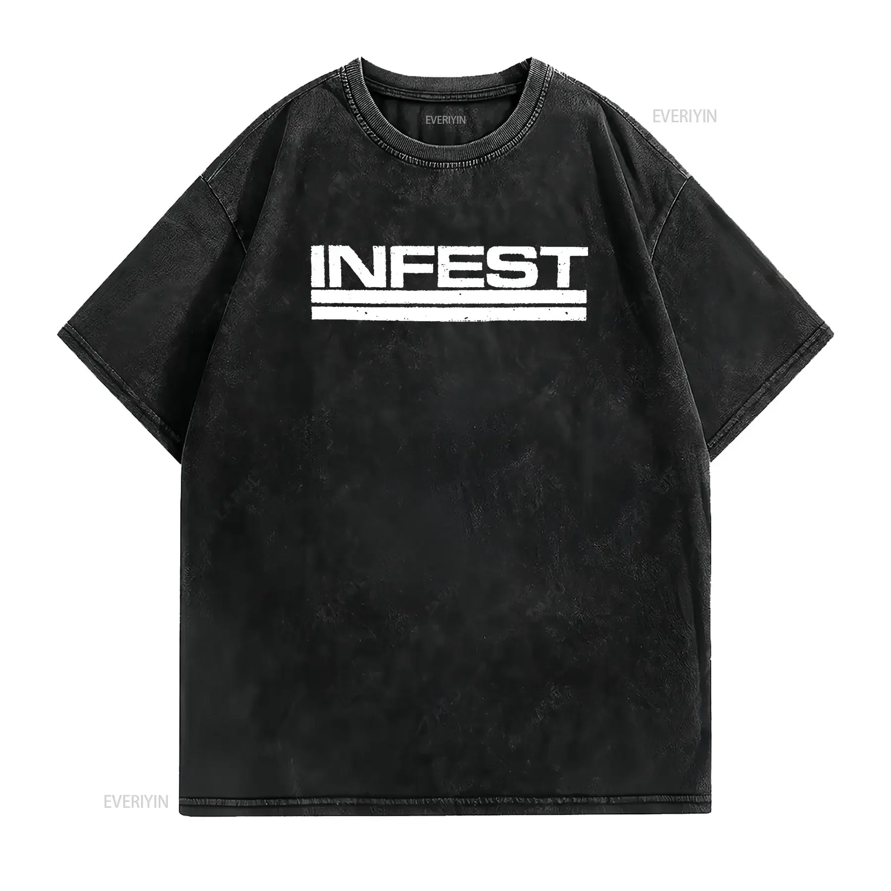 Infest Logo T Shirt Hardcore Powerviolence No Comment Dropdead Spazz vintage Washed Versatile Slightly fashion graphic