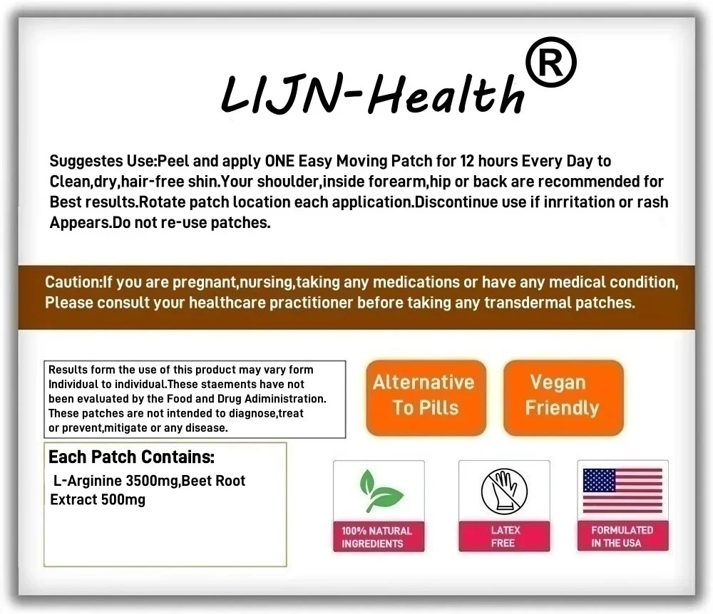 30 remendos de reforço de óxido nítrico, remendos transdermicos com l-arginina, raiz de beterraba suporta crescimento muscular, força, resistência