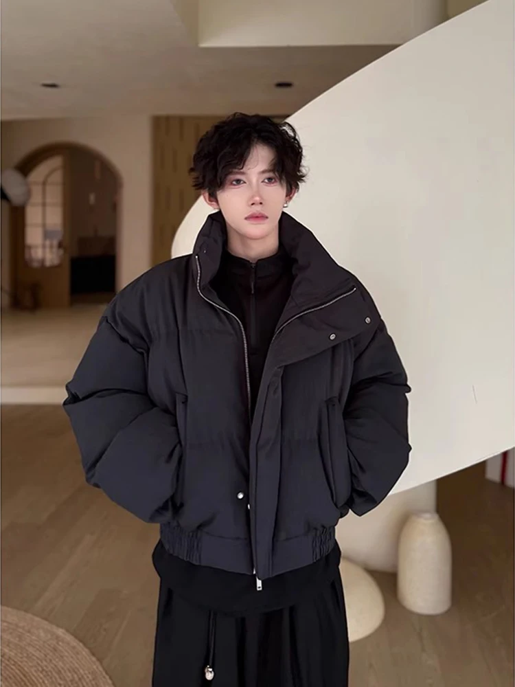 

Cleanfit American Short Style Thickened Stand Collar Men's down Jacket Winter Casual Fashion Polyester Fiber Filled Coat