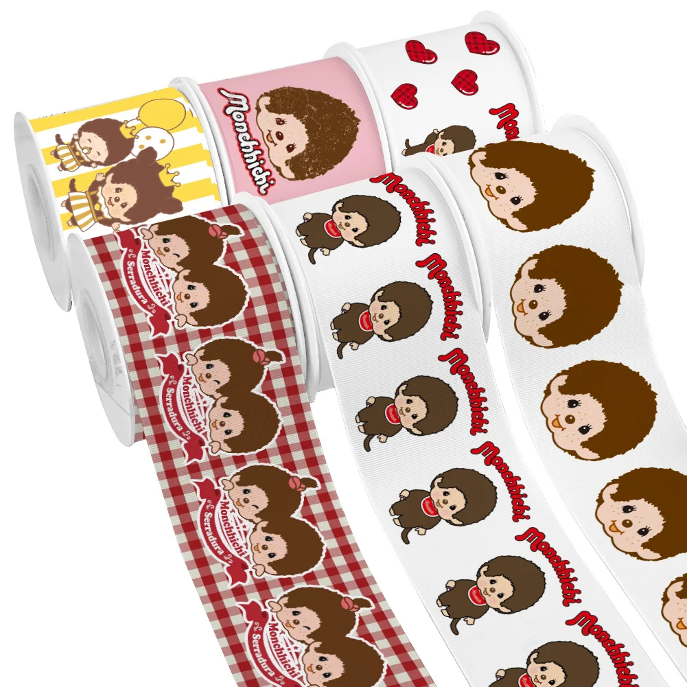 5yards Cartoon Anime Character Boy Girl Printed Grosgrain Ribbon for Cheer Bows DIY Girl Headwear Hair Bows Satin Ribbon