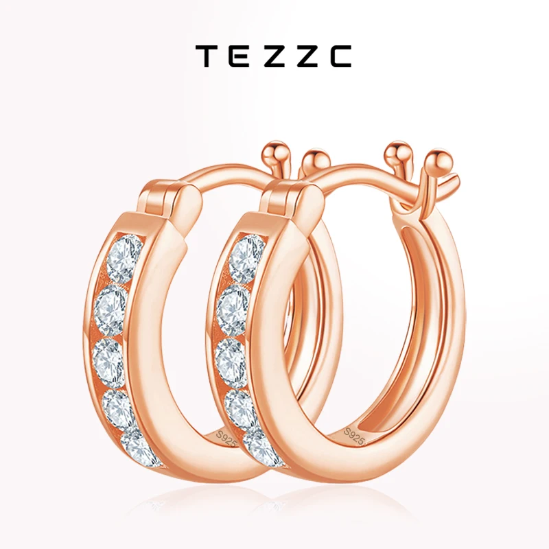 

Tezzc 925 Sterling Silver All Moissanite Stud Earrings For Women Sparkling Hoops Earring Party Jewelry Gifts with Certificate