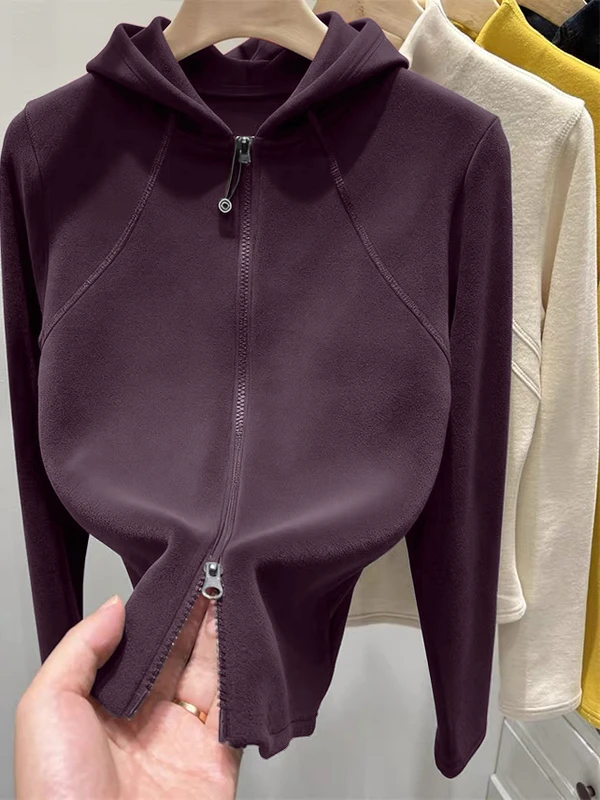2025 Nova Zíper Duplo Com Capuz Longo Sve Fce Moletom Feminino Dervo Aquecimento Oversize Versátil Coreano Sle Commute Fas...