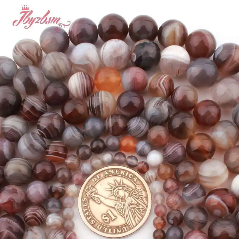 

Natural Botswana Agate Beads,6/8/10/12mm Round Smooth Agate Stone DIY Loose Beads 15 inch for Necklace Bracelet Jewelry Making
