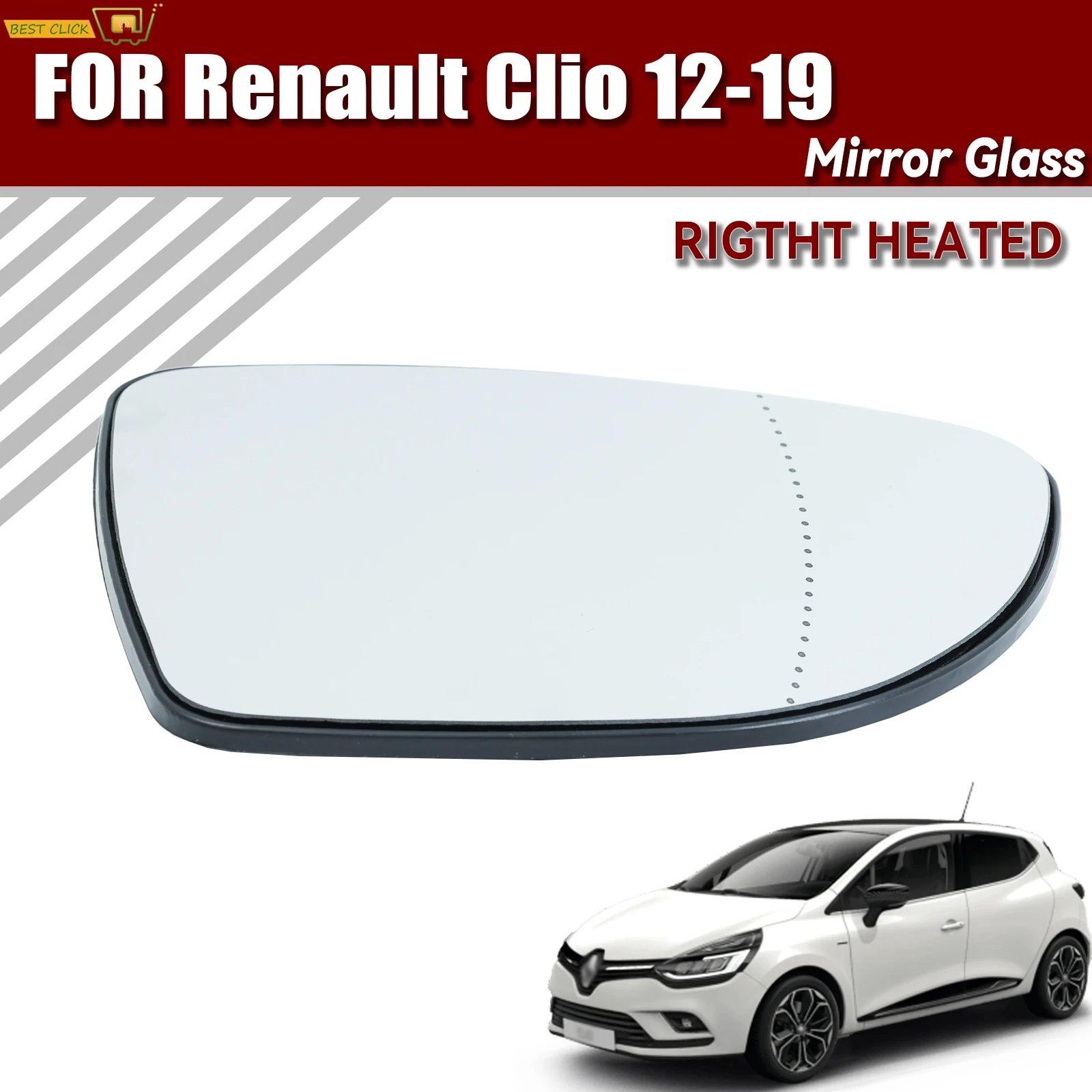 Espejo exterior izquierdo y derecho de cristal para Renault Clio IV 2012-2019 OEM 963654973L calentado reemplazo directo con punto ciego