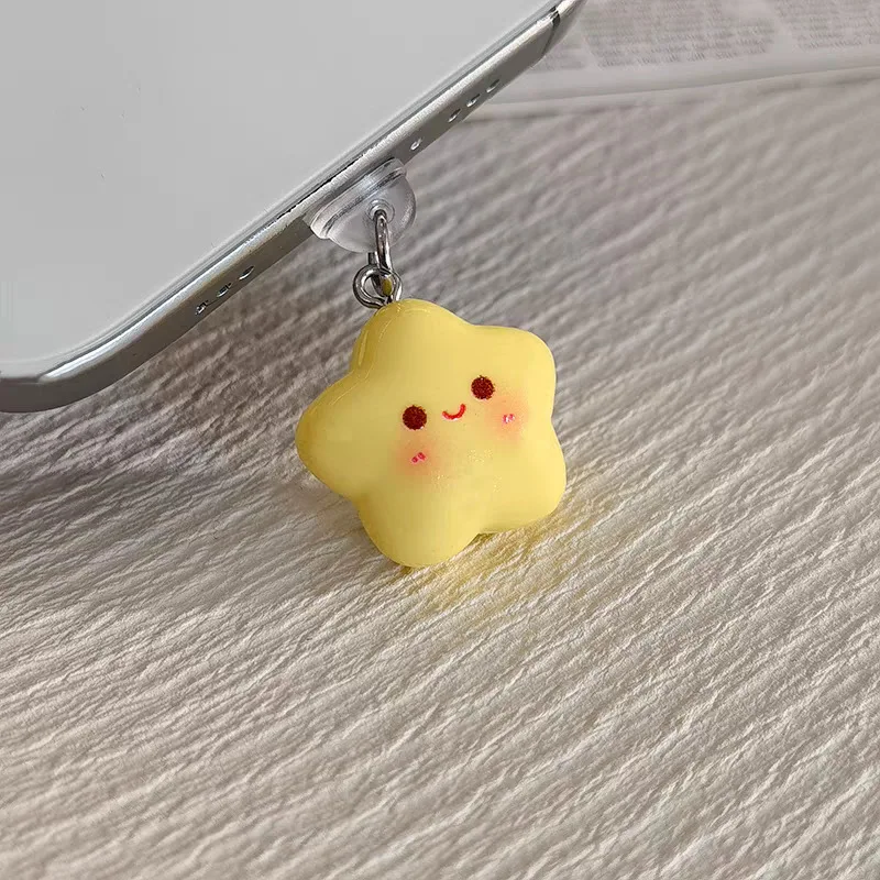 

Cute Fat Star Resin Phone Dust Plug Accessories Decoration Hanging Pendant for IPhone for Type-C Charging Port