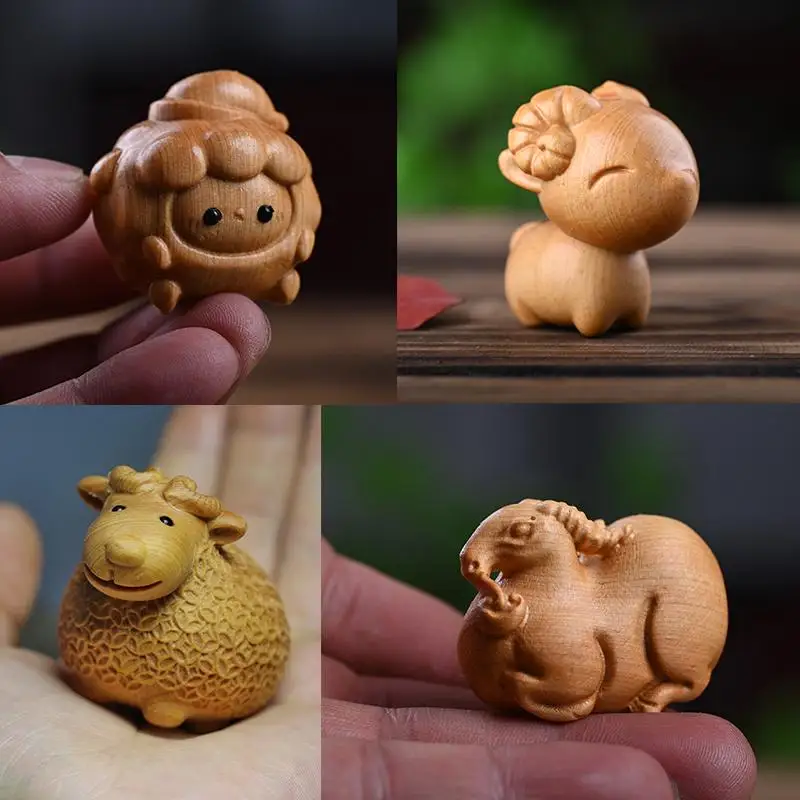 Artistic Sheep Statue 2027 Chinese Zodiac Wood Decor for Special Occasions