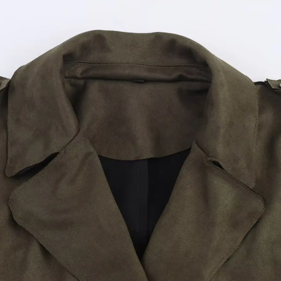 JNLEAOG Faion Long Length Anti-Fur Leather Effect Women's Coat Autumn New Sle Commute Sle Straight Cut Polyester Fiber